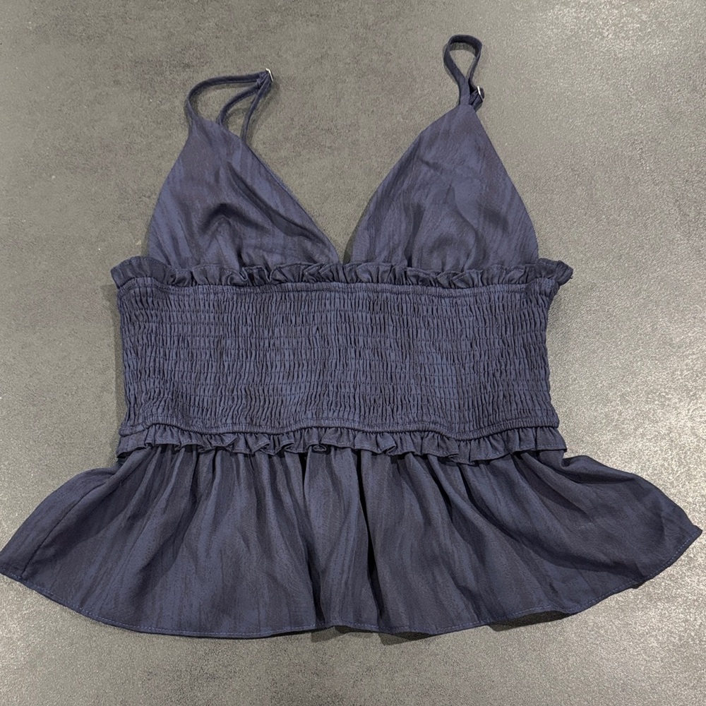 Storia Deep Blue Ruffled Camisole